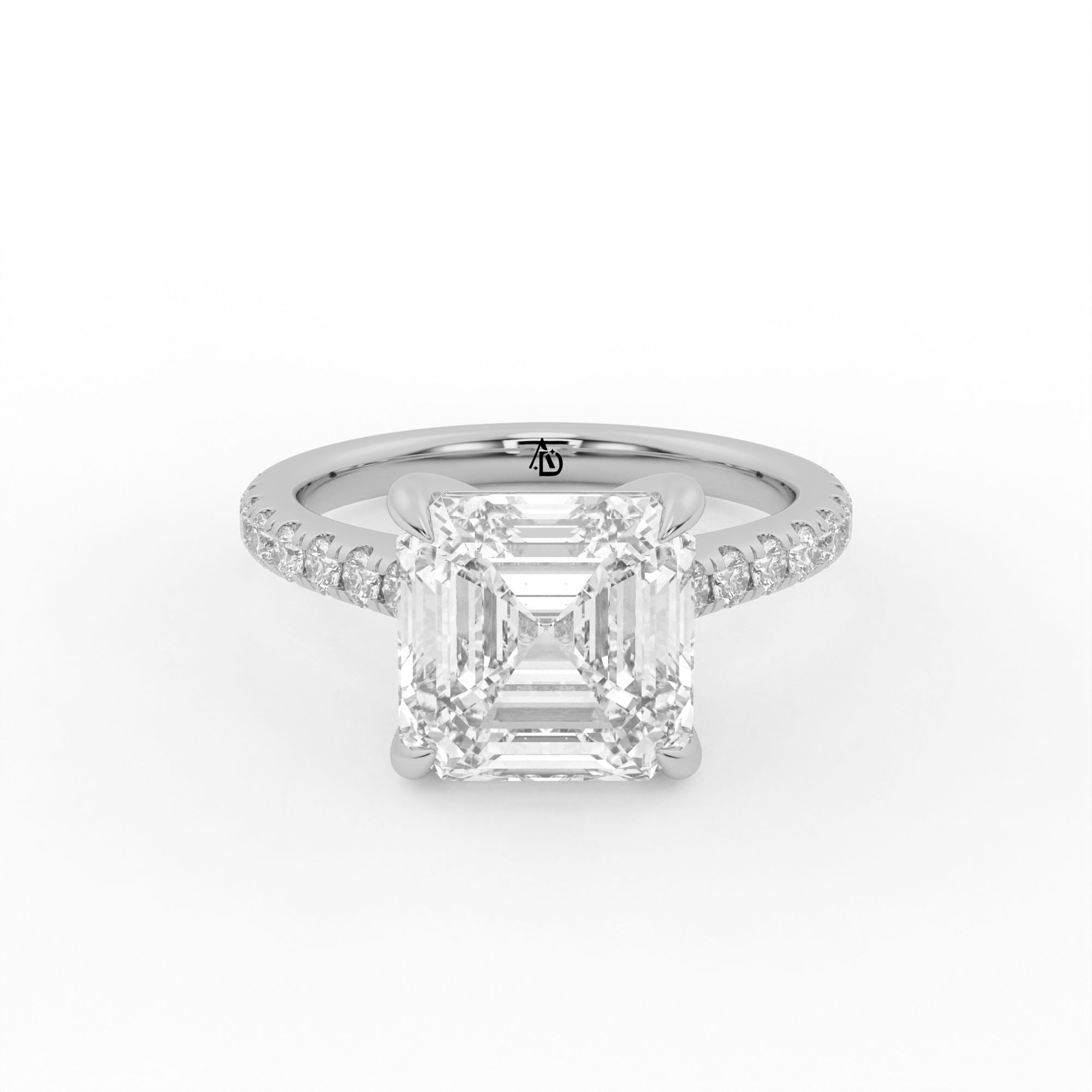 Asscher 14K 18K White Gold