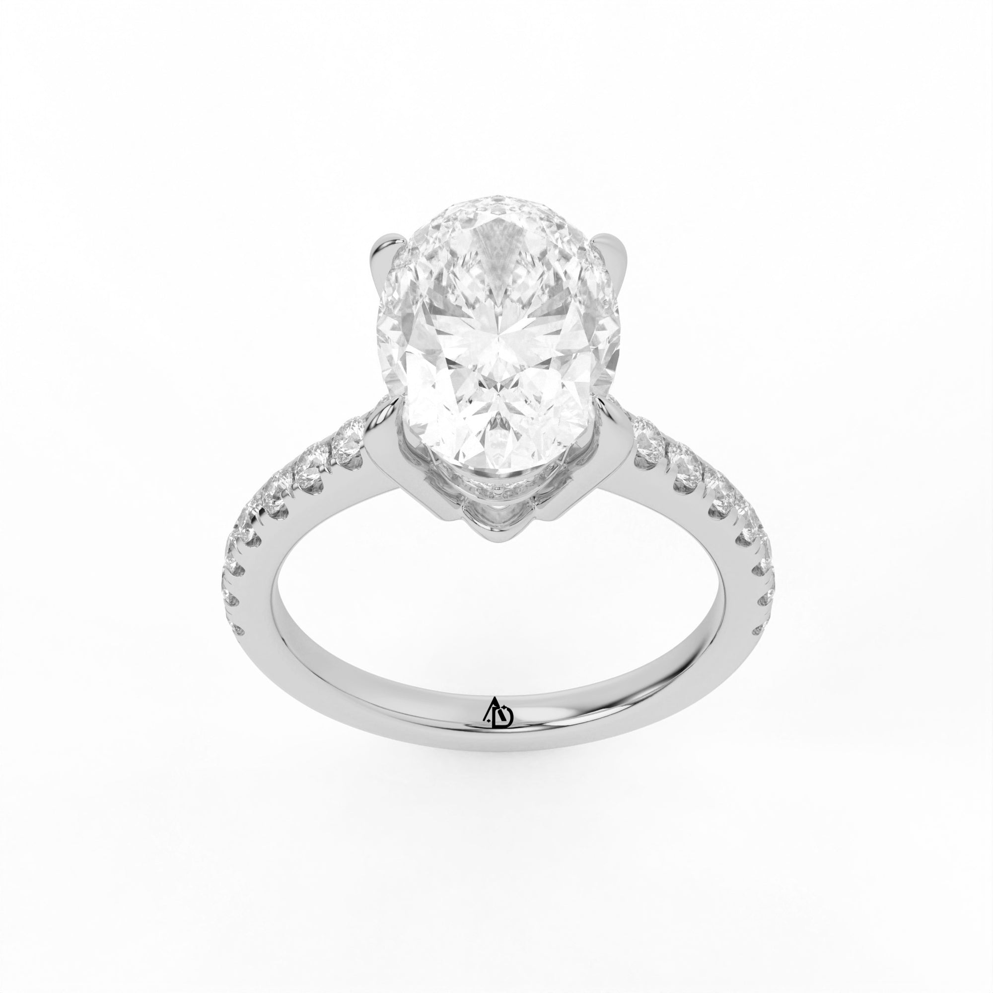 Oval 14K 18K White Gold