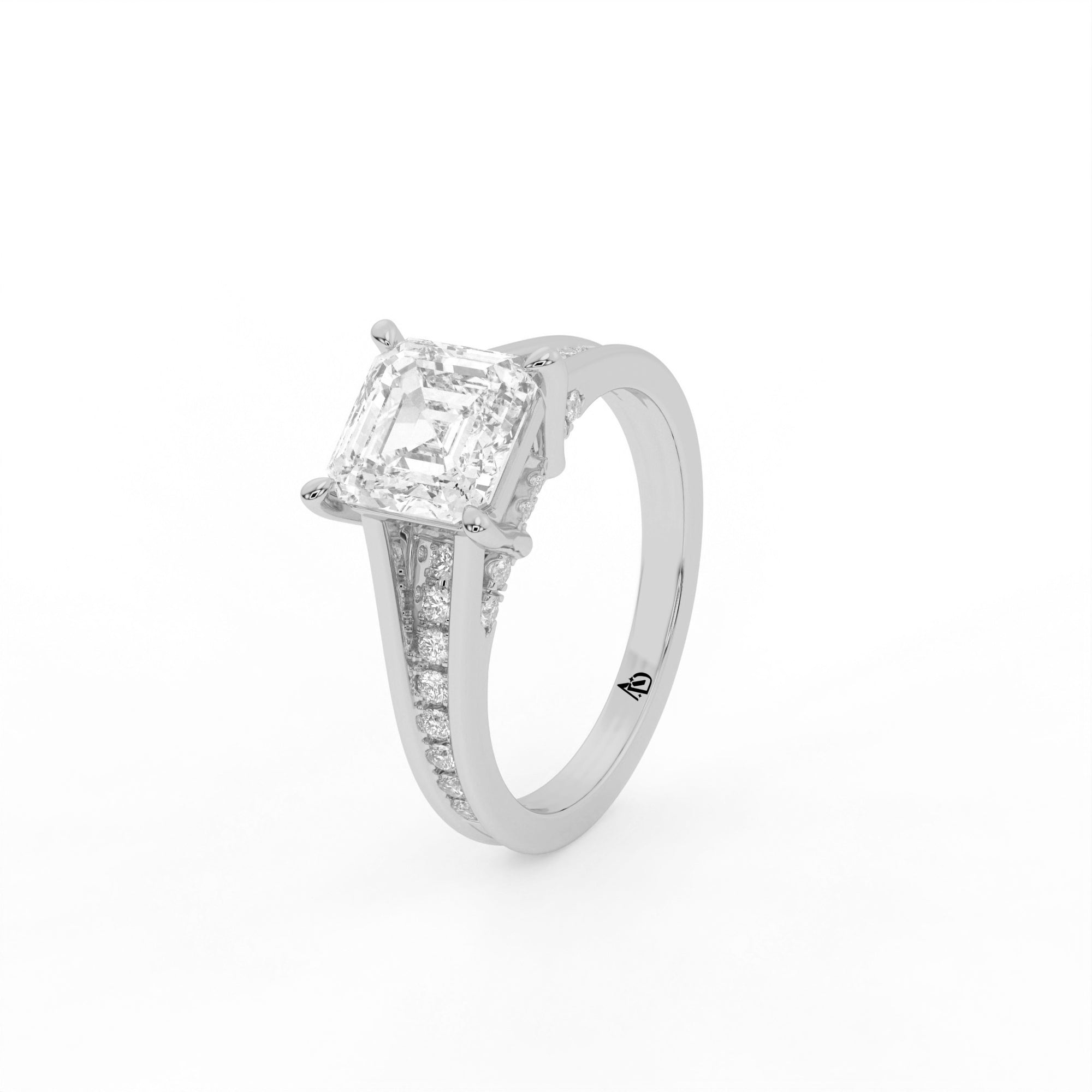 Asscher 14K 18K White Gold